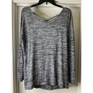 Athleta Pose Layered Long Sleeve Gray Open T-Back Top Size M